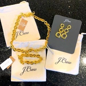 JCrew hammered Circles Burnished Gold Jewelry Set